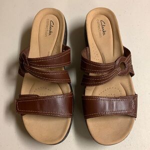 Clarks womens slip on sandals shoes 7 1/2E